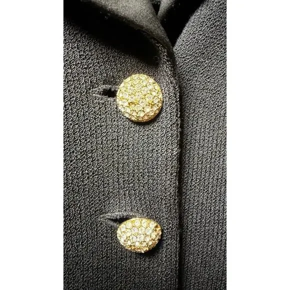St. John Evening Santana Knit Tuxedo Blazer w/Rhinestone buttons size 2